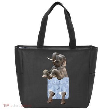 Cute Elephant Front Pocket Tote Bag