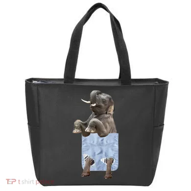 Cute Elephant Front Pocket Tote Bag