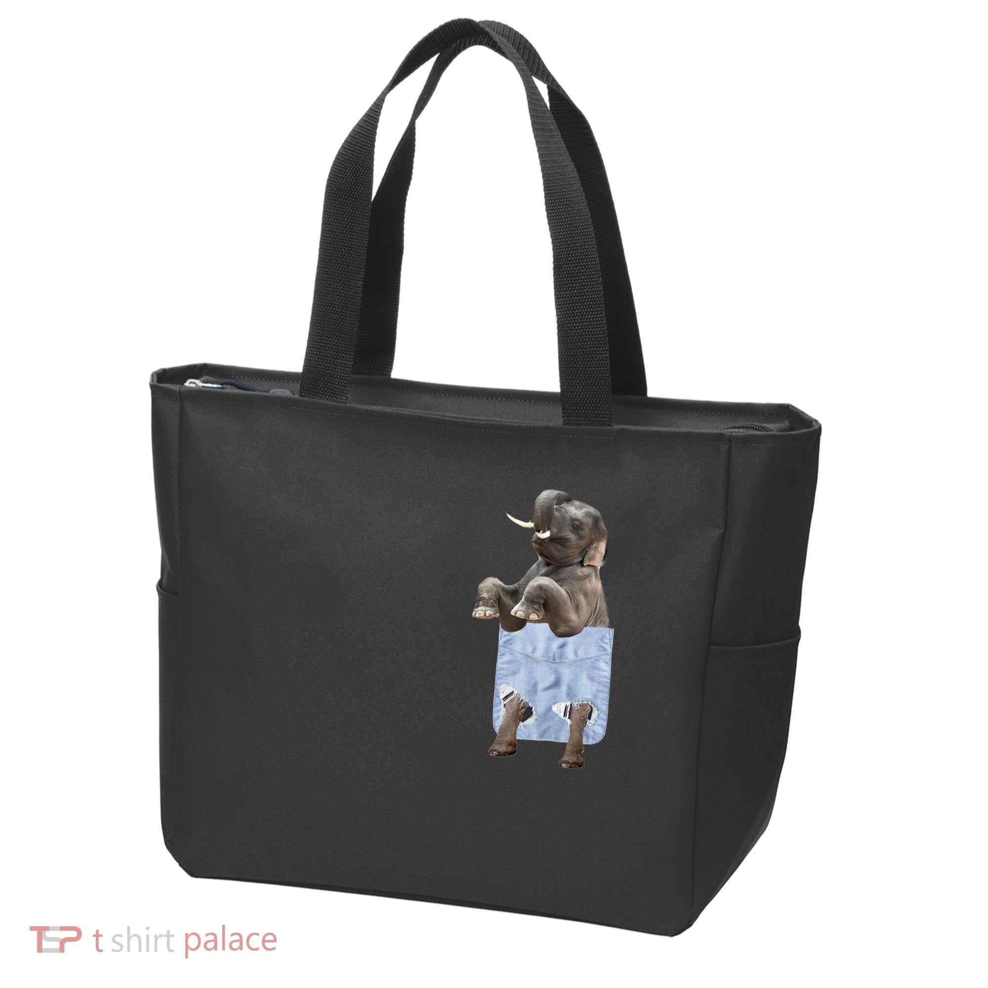Cute Elephant Front Pocket Tote Bag