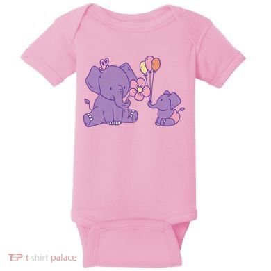 Cute Elephants Baby Bodysuit