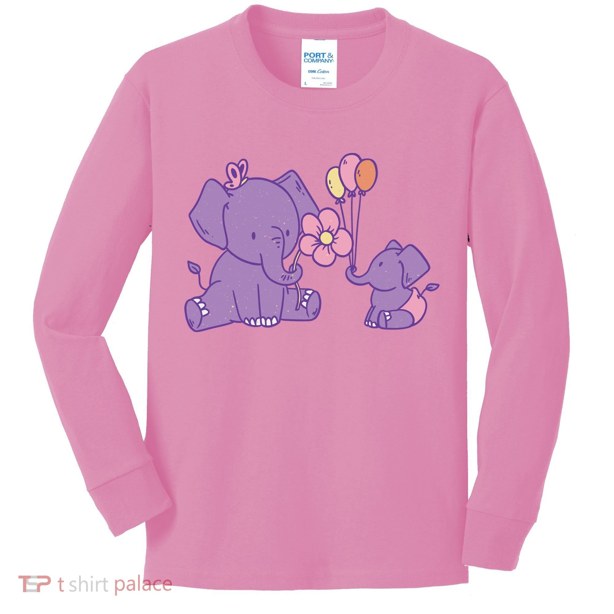 Cute Elephants Kids Long Sleeve Shirt