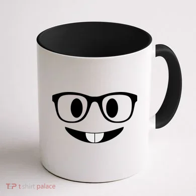 Cute Emoji Nerd Face Coffee Mug back