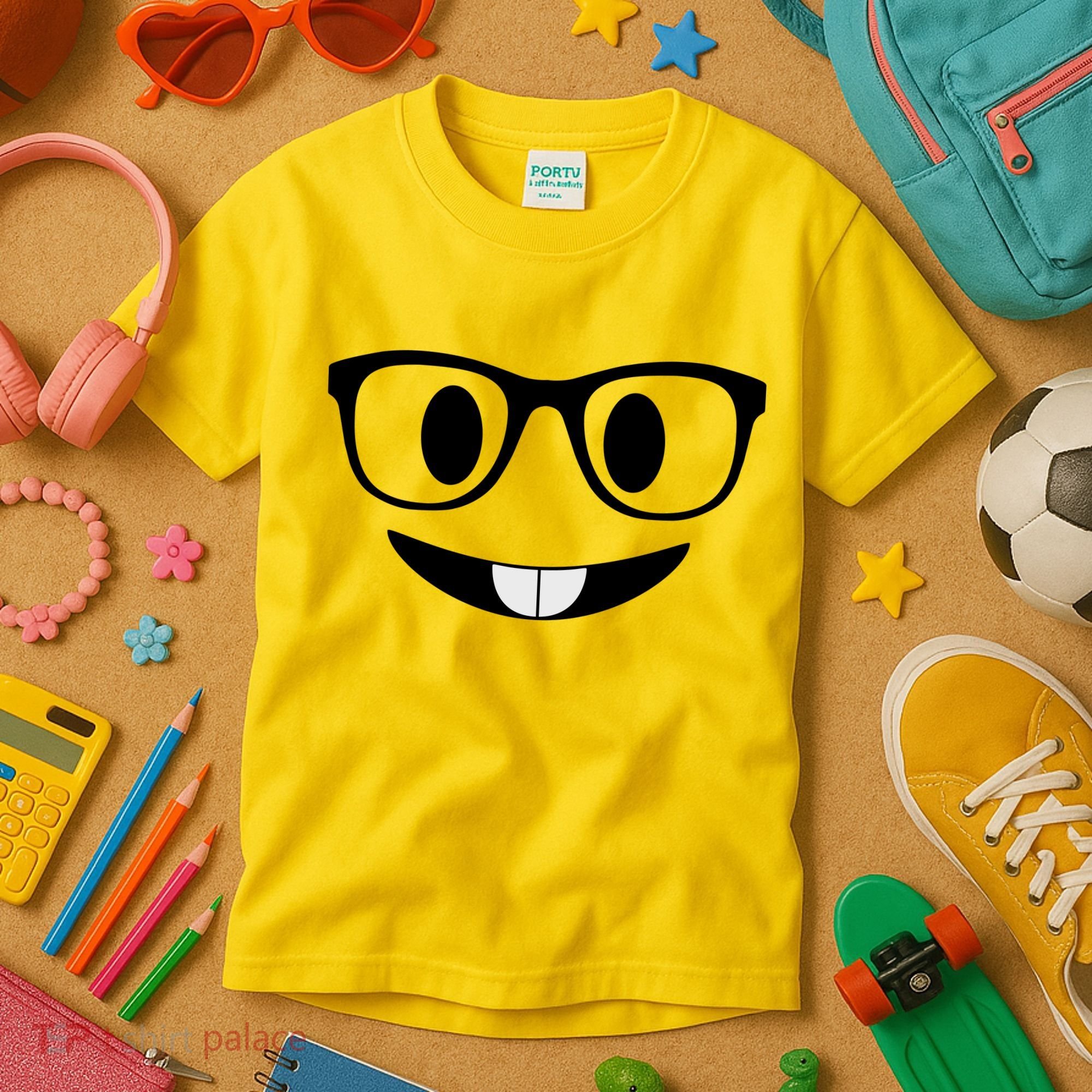 Cute Emoji Nerd Face Kids T-Shirt