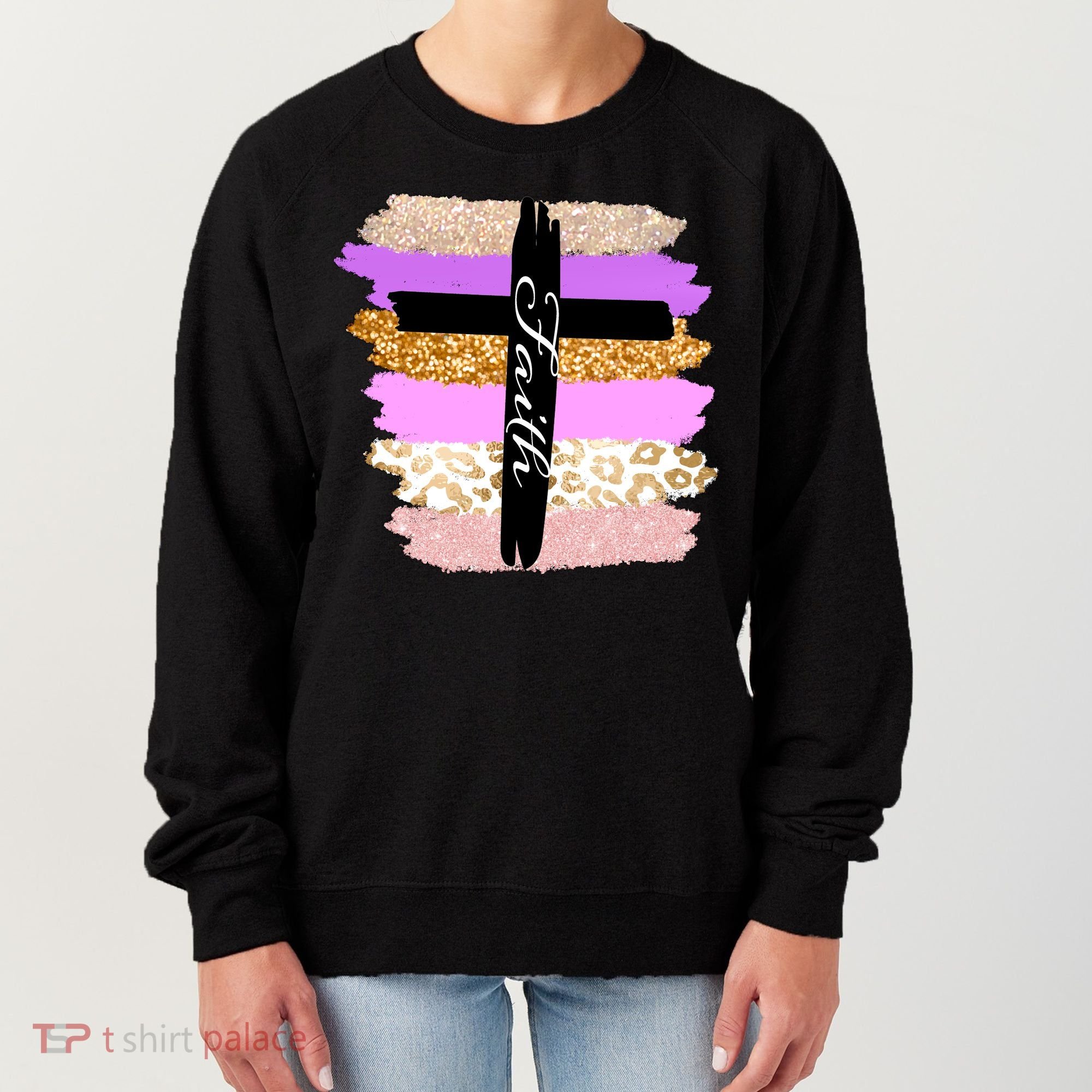 Cute Faith Cross Leopard Women's Sweatshirt