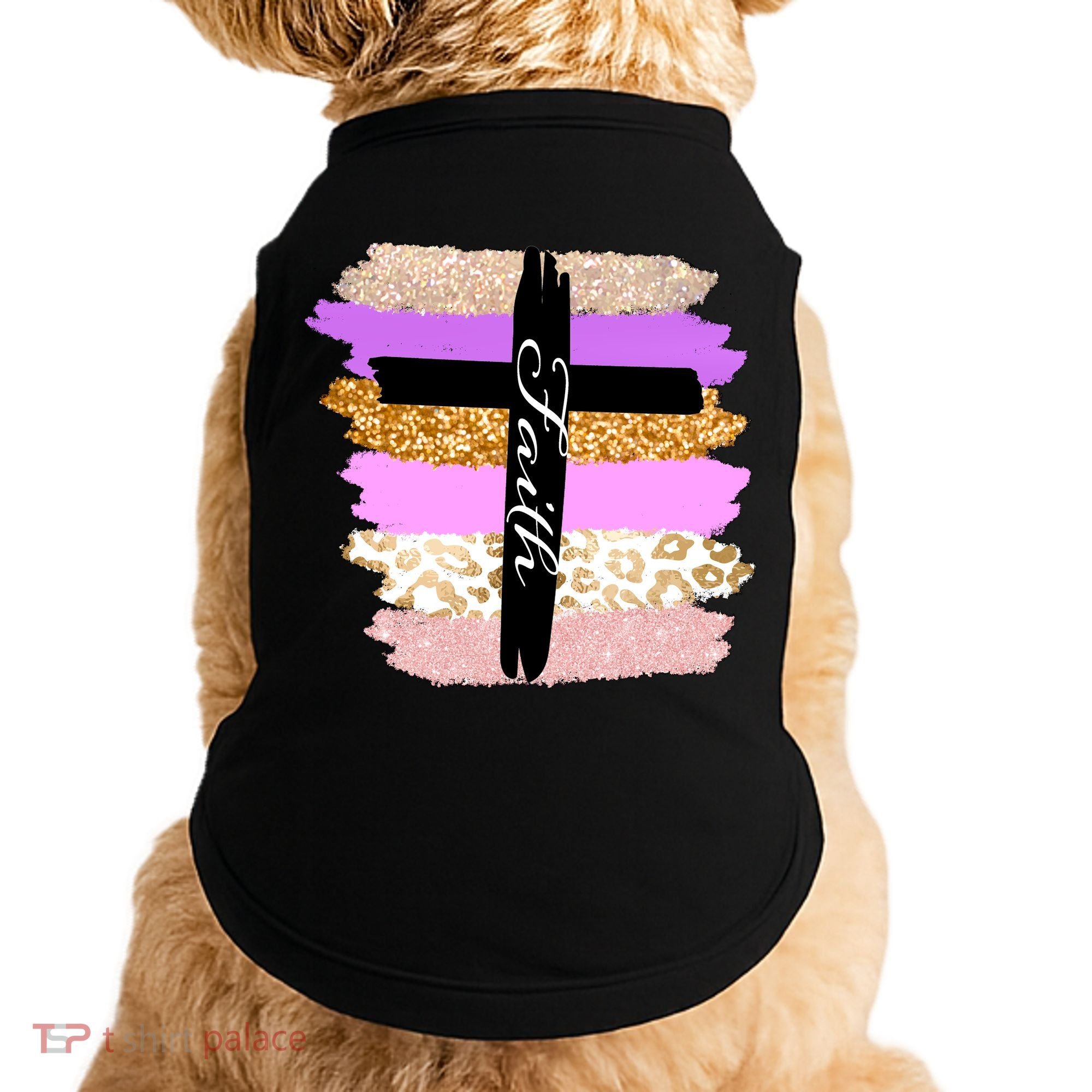 Cute Faith Cross Leopard Doggie Tank