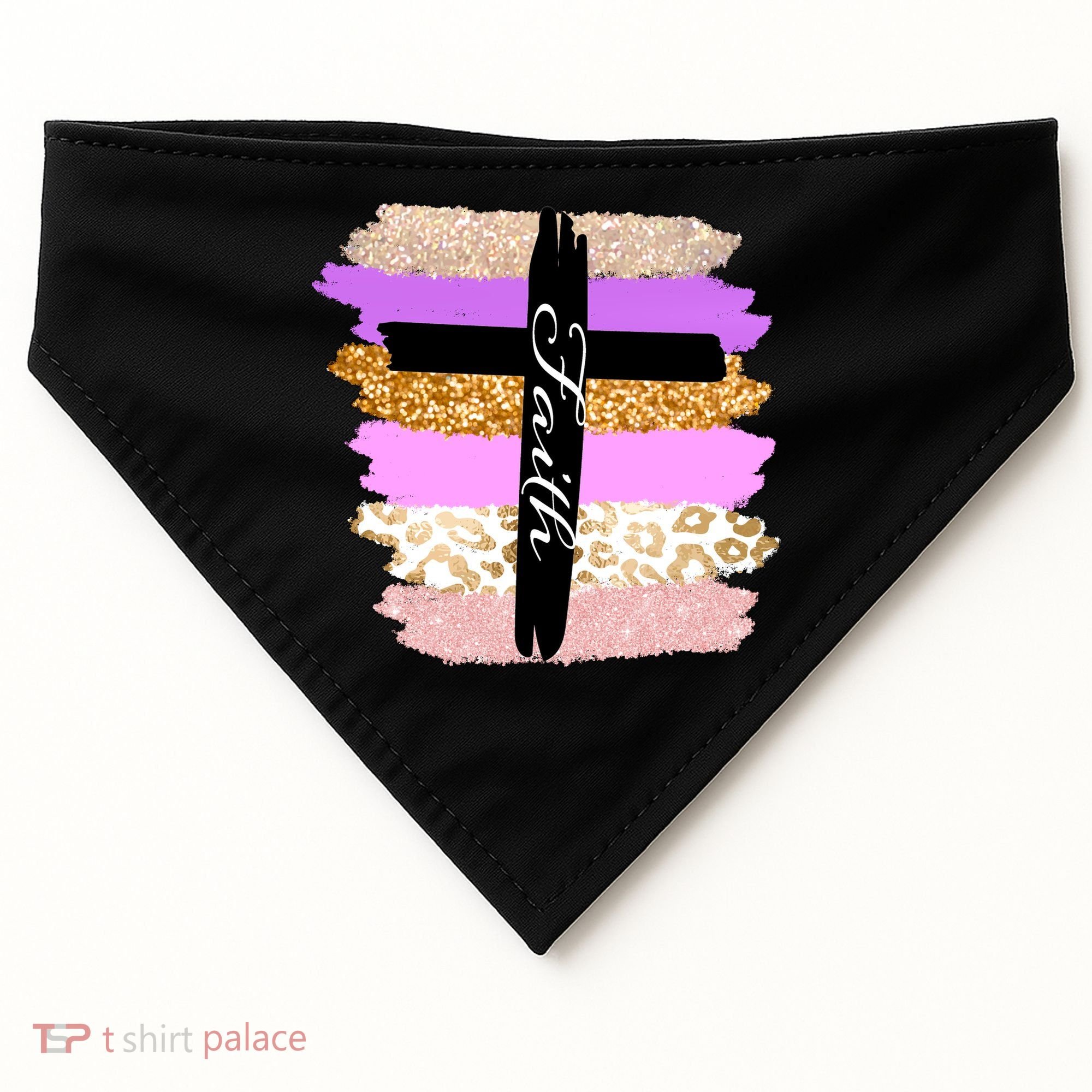 Cute Faith Cross Leopard USA-Made Doggie Bandana