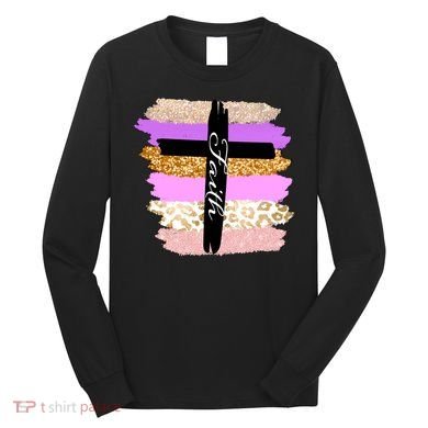 Cute Faith Cross Leopard Long Sleeve Shirt