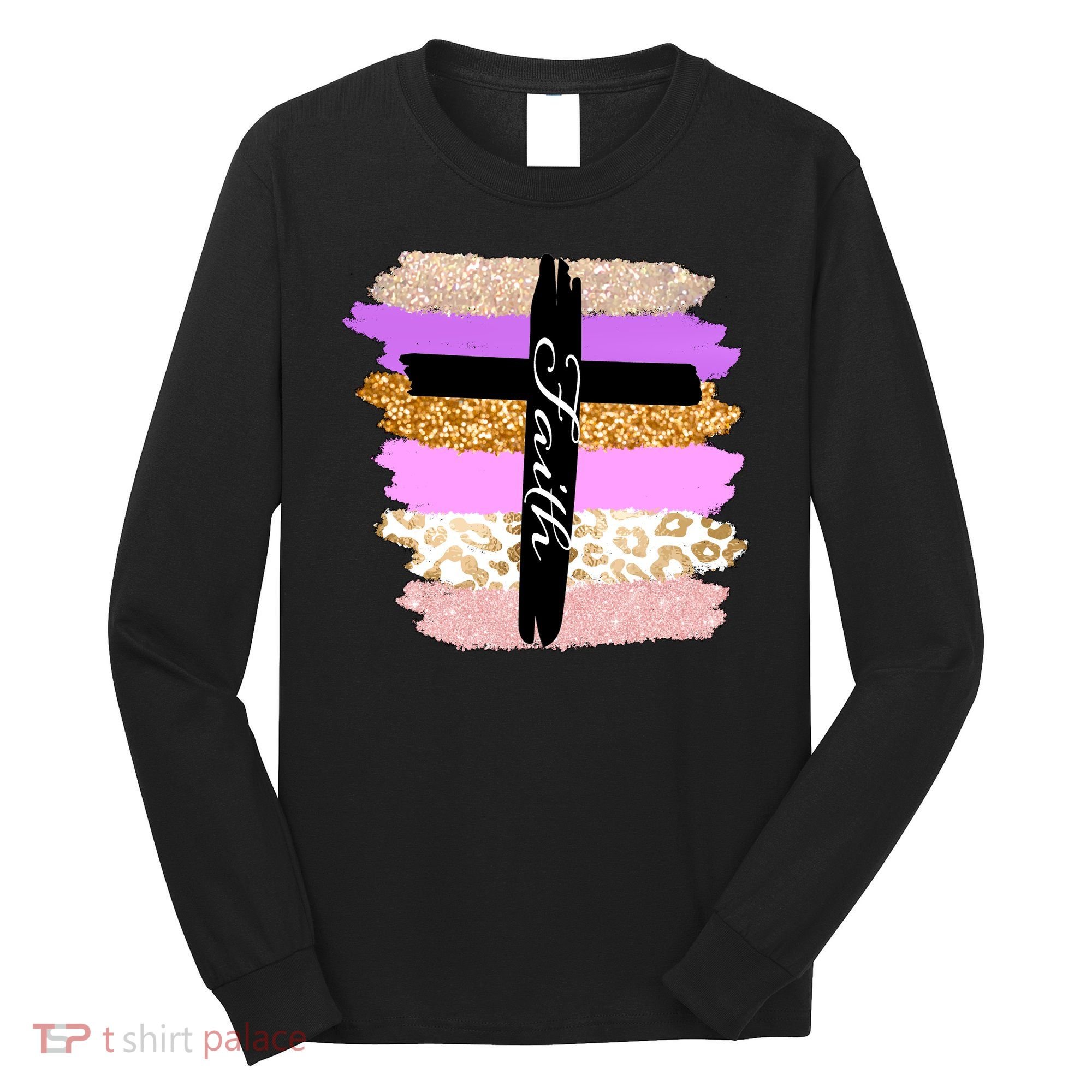 Cute Faith Cross Leopard Long Sleeve Shirt