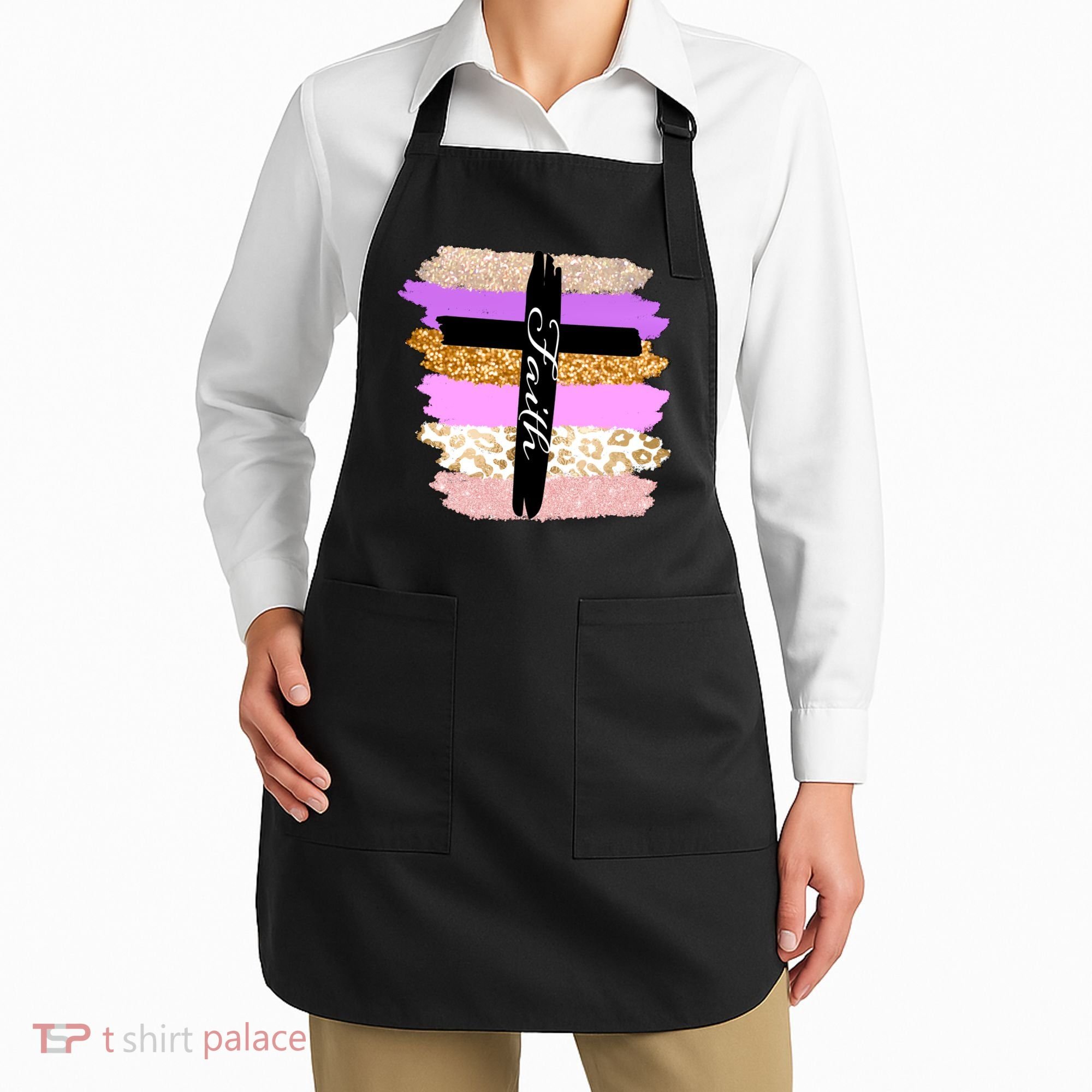 Cute Faith Cross Leopard Apron