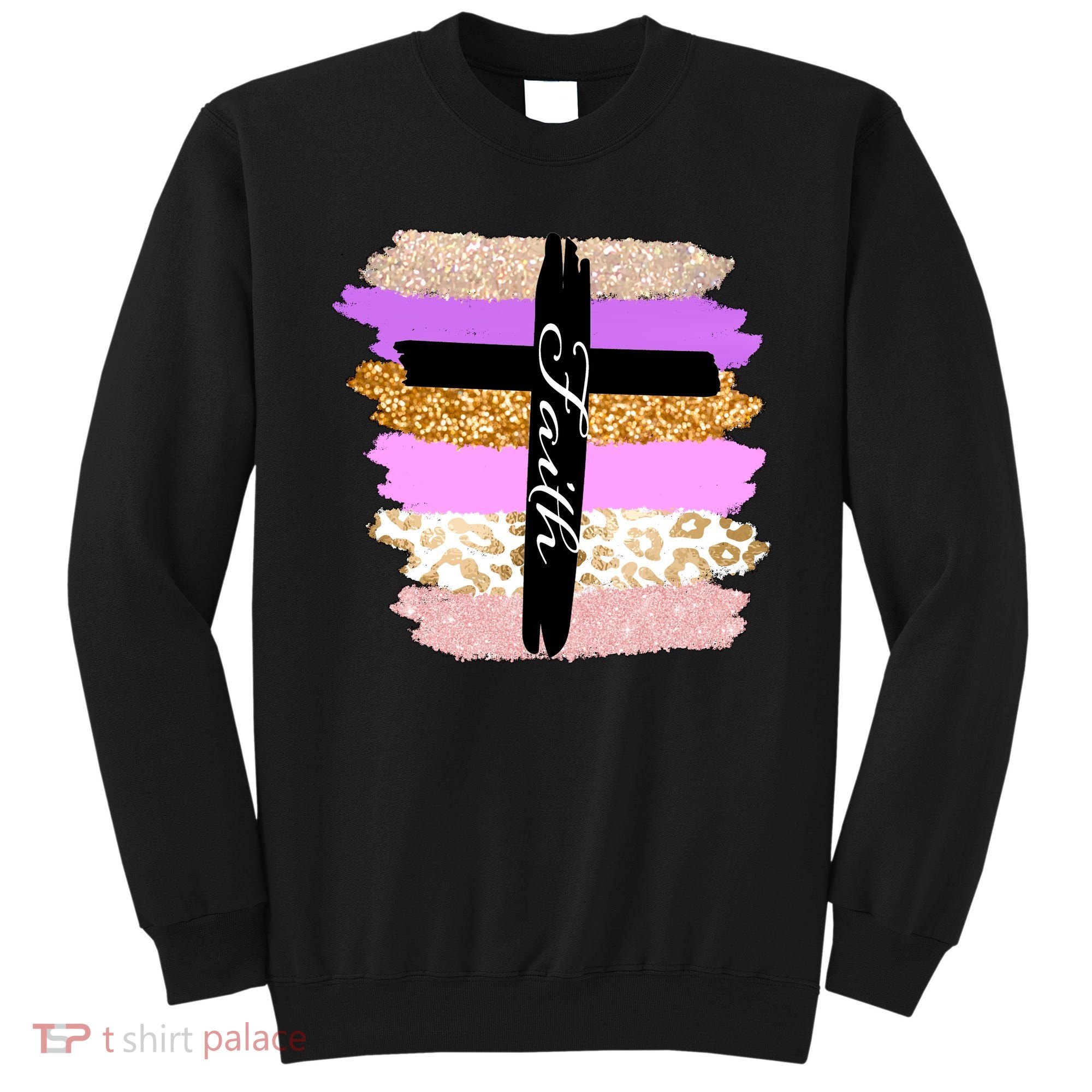 Cute Faith Cross Leopard Sweatshirt