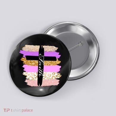 Cute Faith Cross Leopard Button