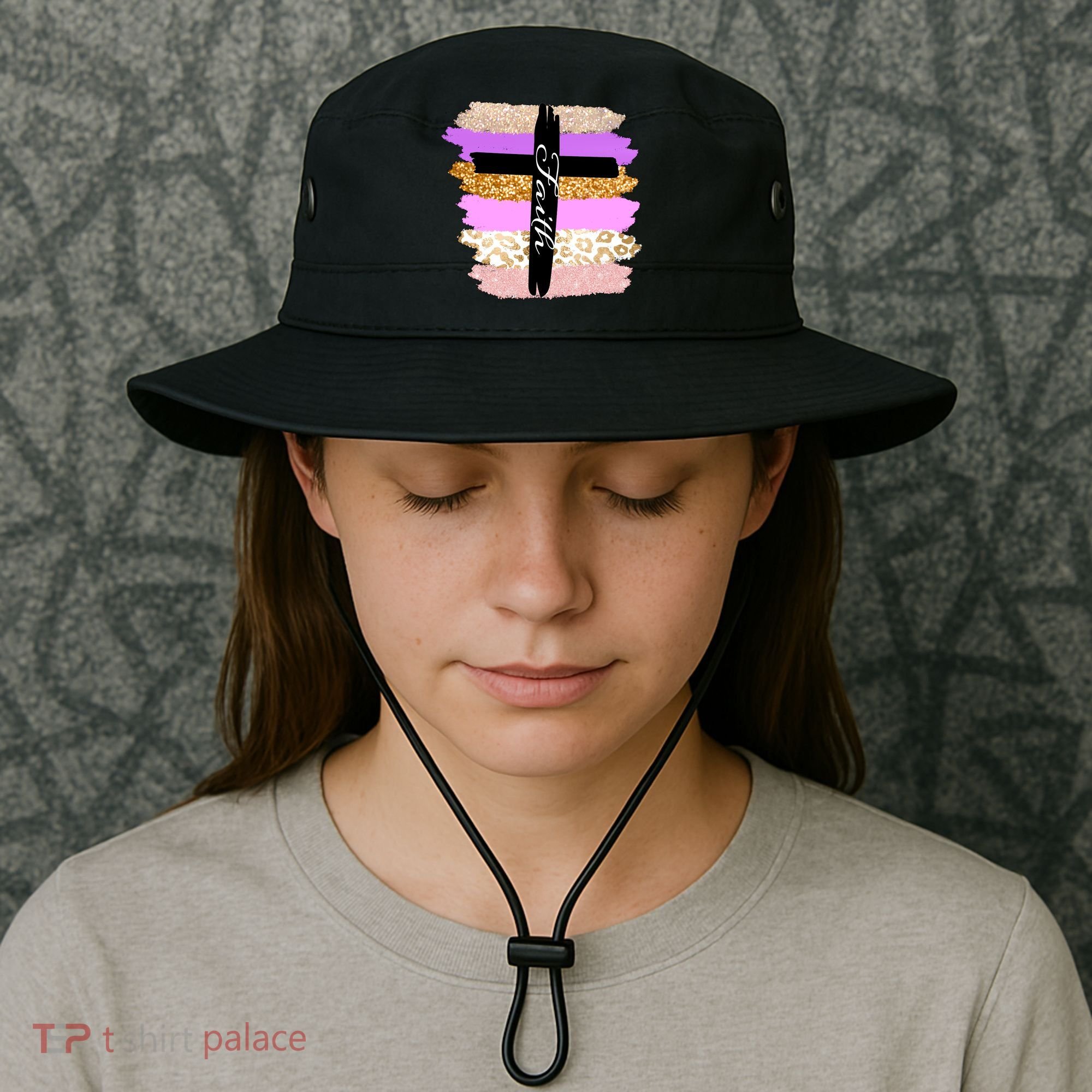 Cute Faith Cross Leopard Bucket Hat