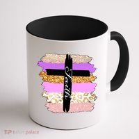 Cute Faith Cross Leopard Coffee Mug thumb 1