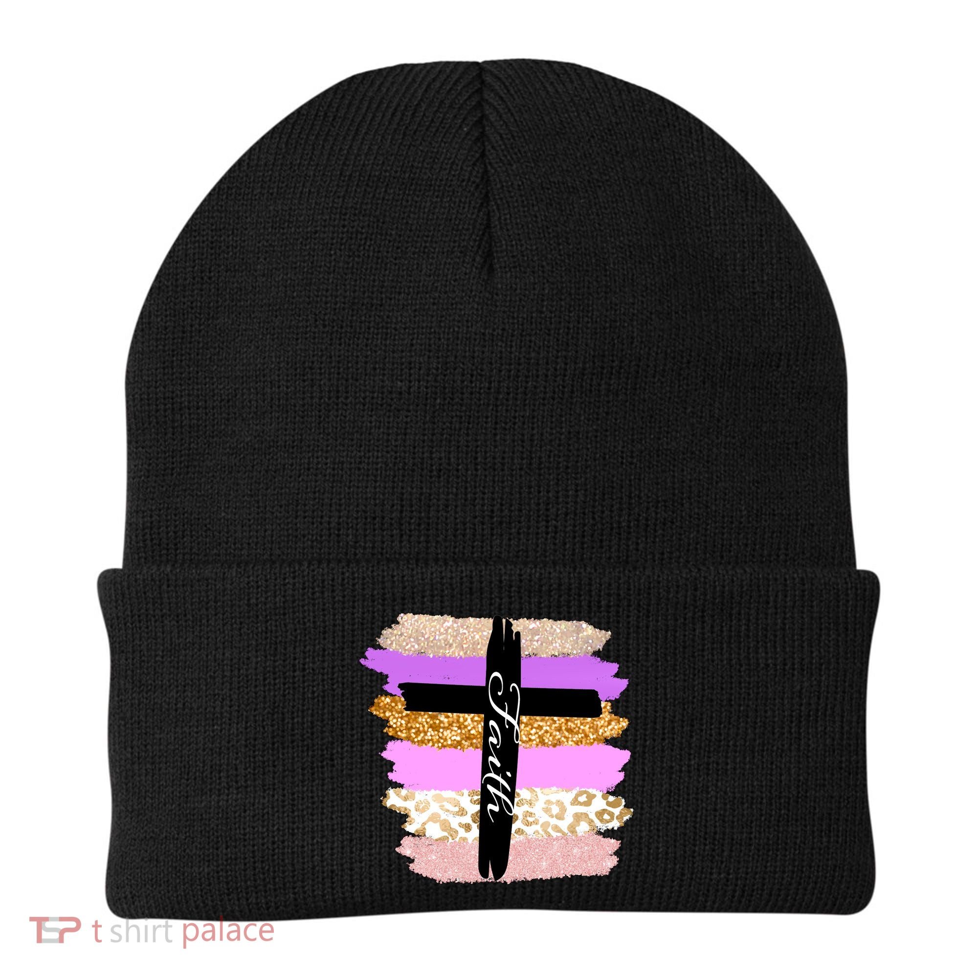 Cute Faith Cross Leopard Beanie