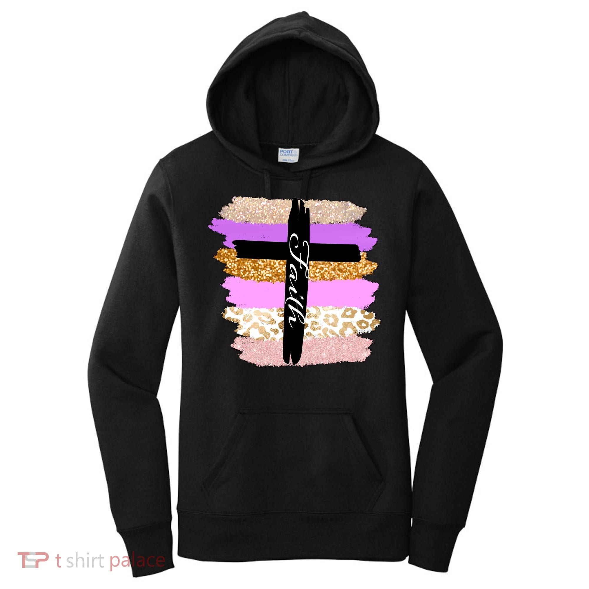 Cute Faith Cross Leopard Women's Hoodie