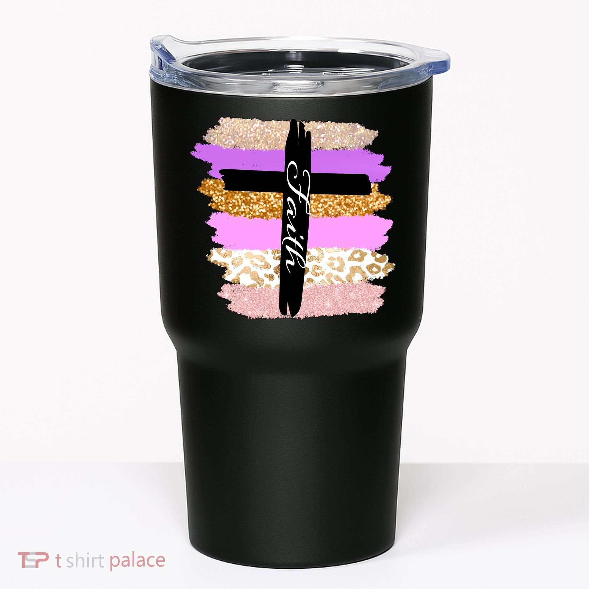 Cute Faith Cross Leopard Tumbler
