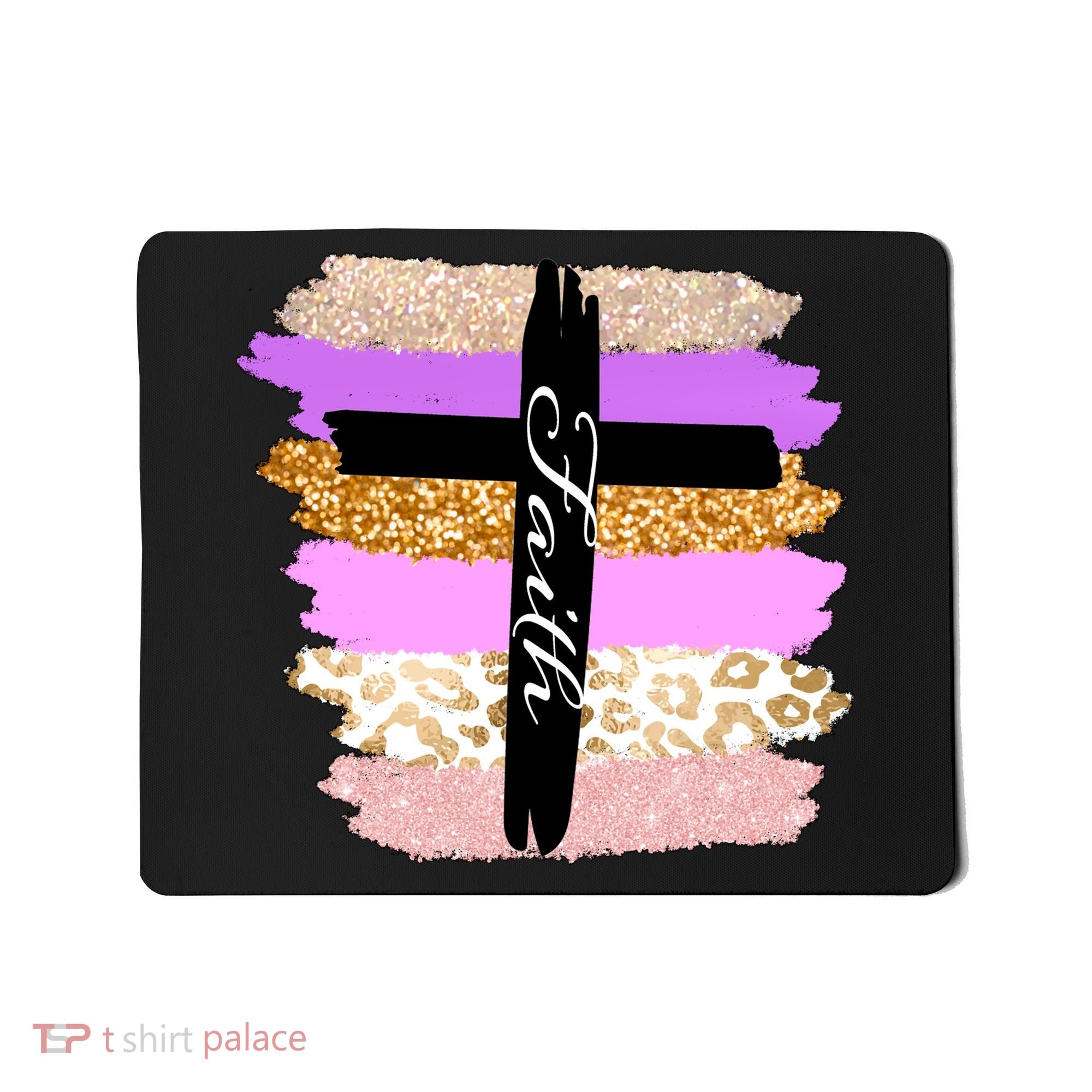 Cute Faith Cross Leopard Mousepad
