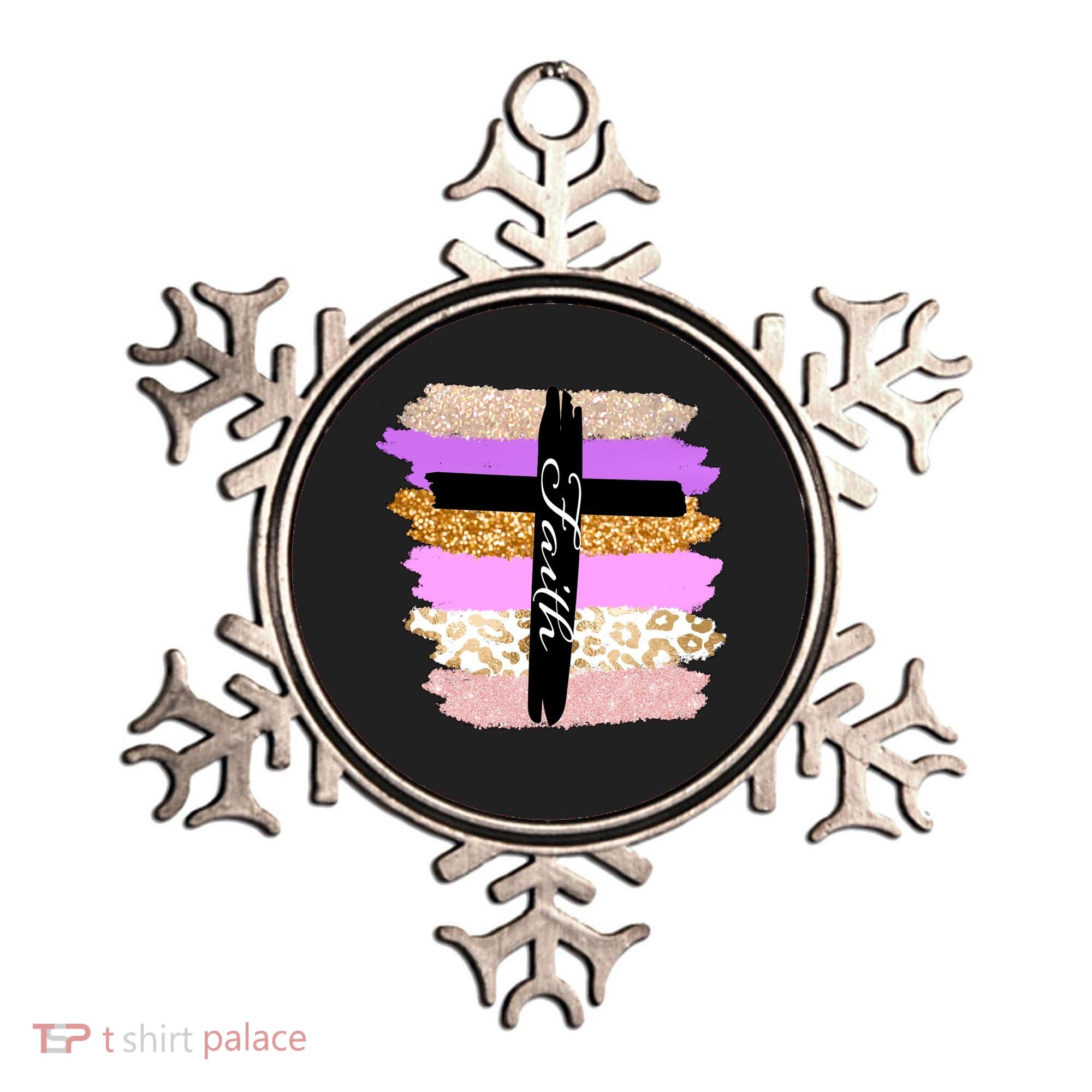 Cute Faith Cross Leopard Ornament