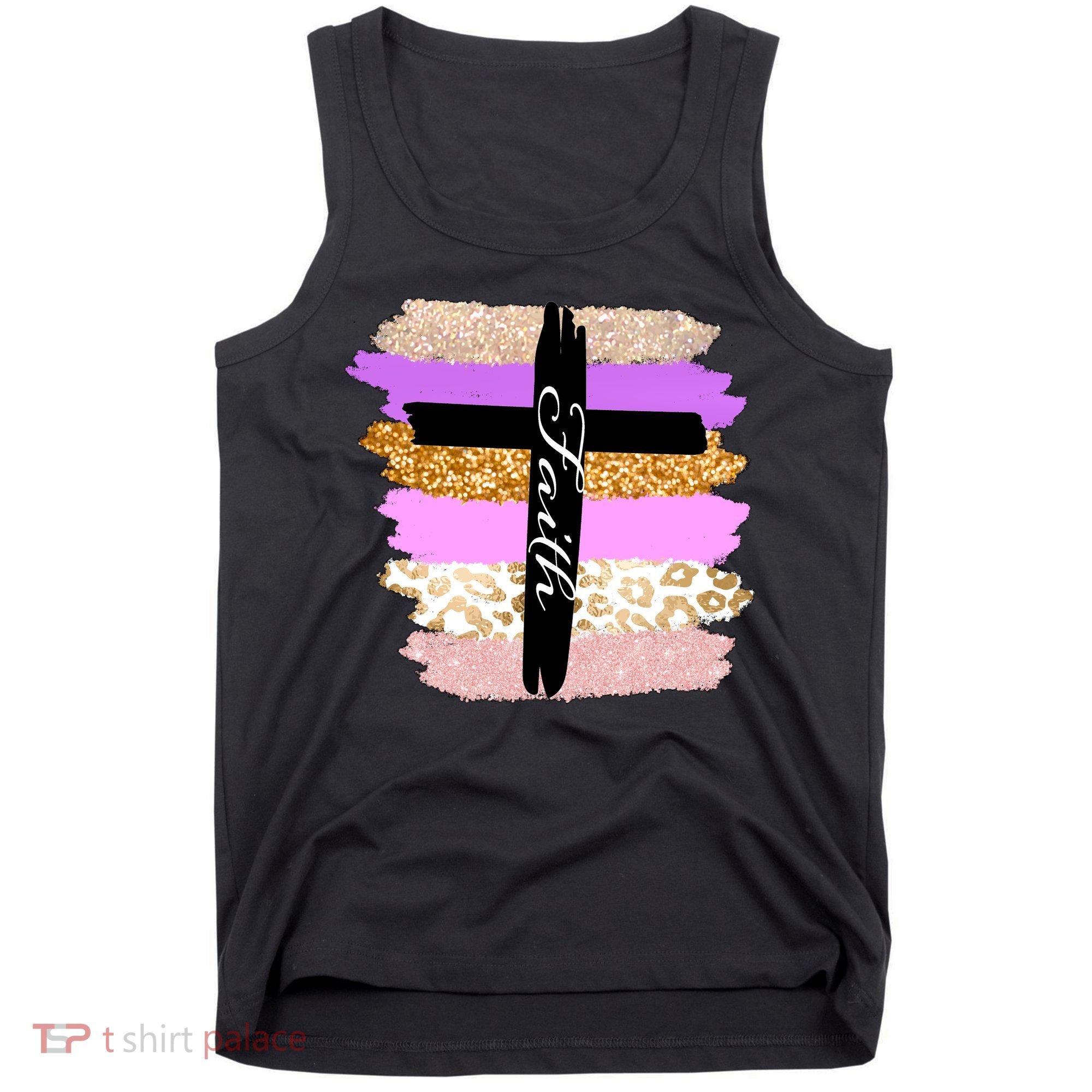Cute Faith Cross Leopard Tank Top