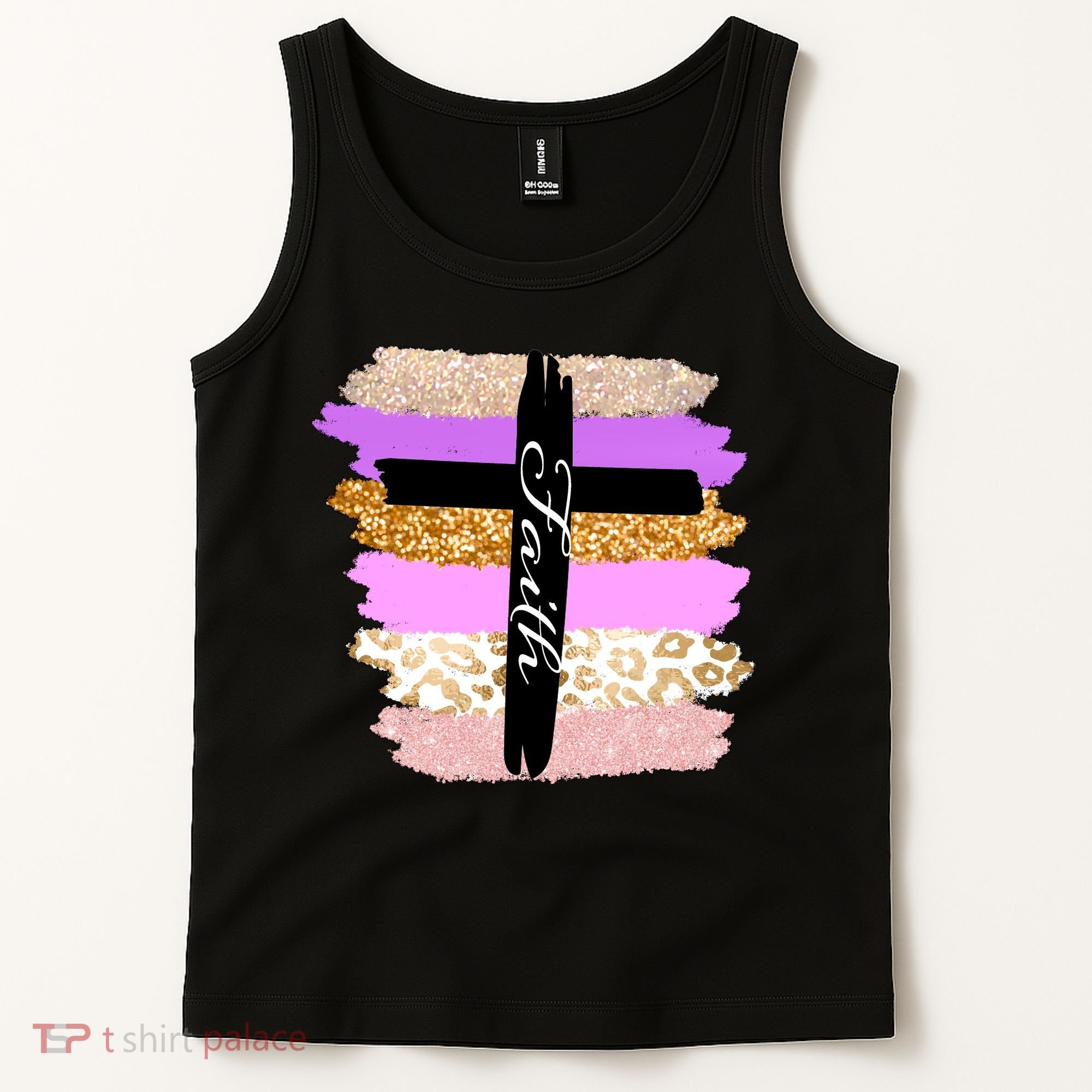 Cute Faith Cross Leopard Tank Top