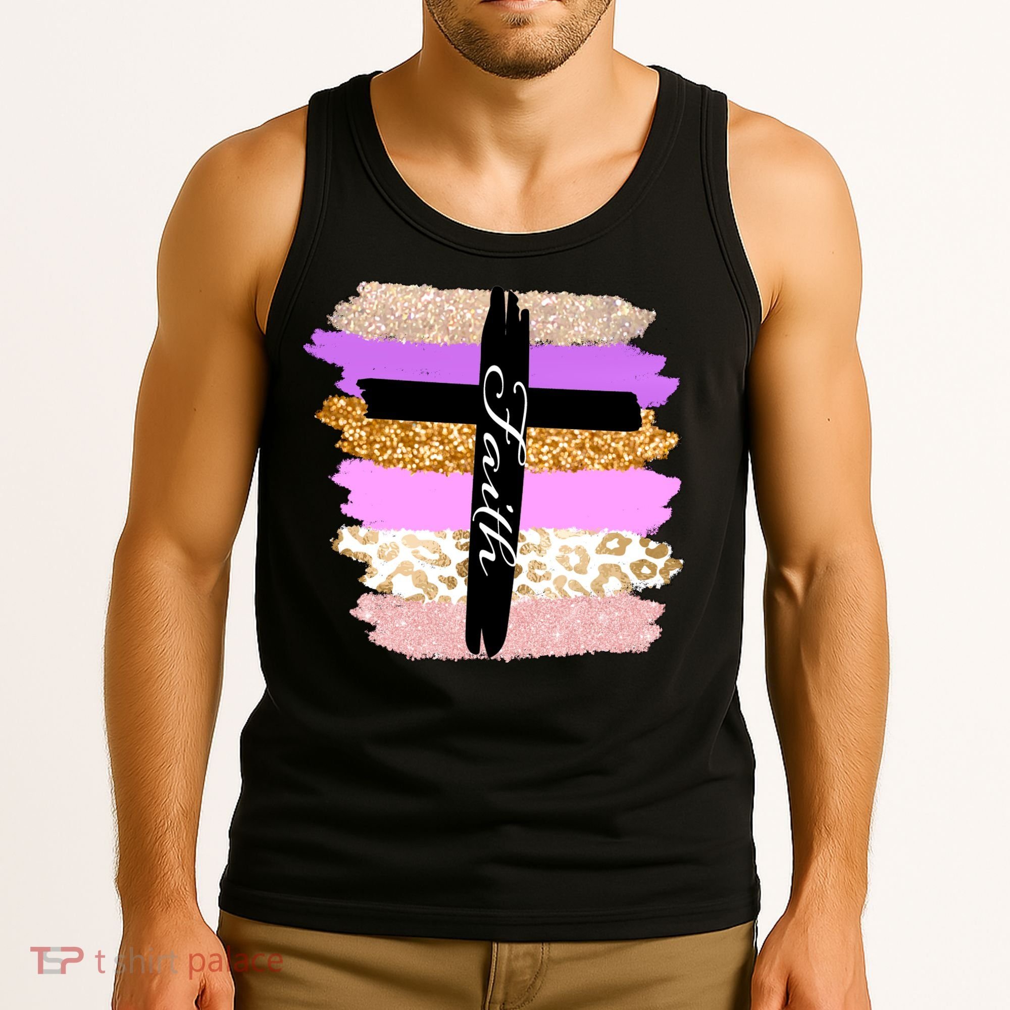 Cute Faith Cross Leopard Tank Top