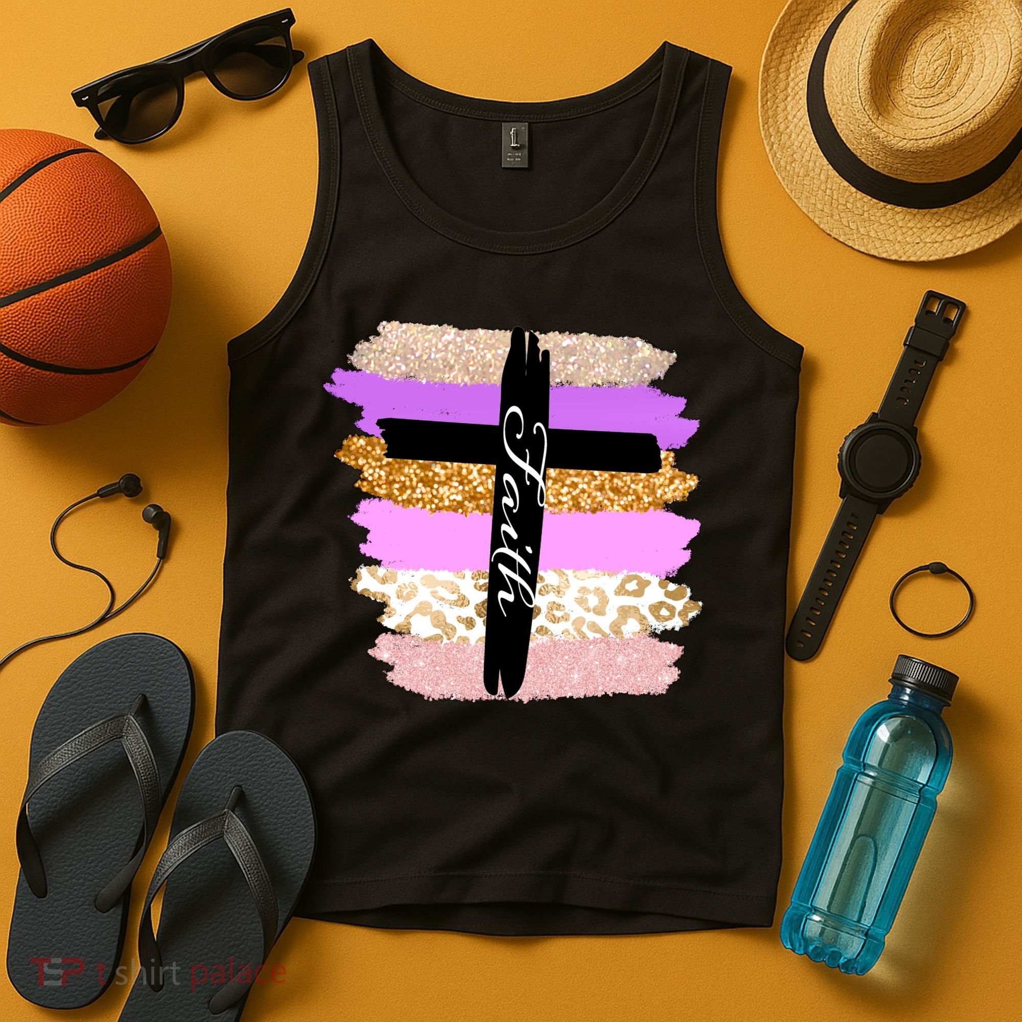 Cute Faith Cross Leopard Tank Top
