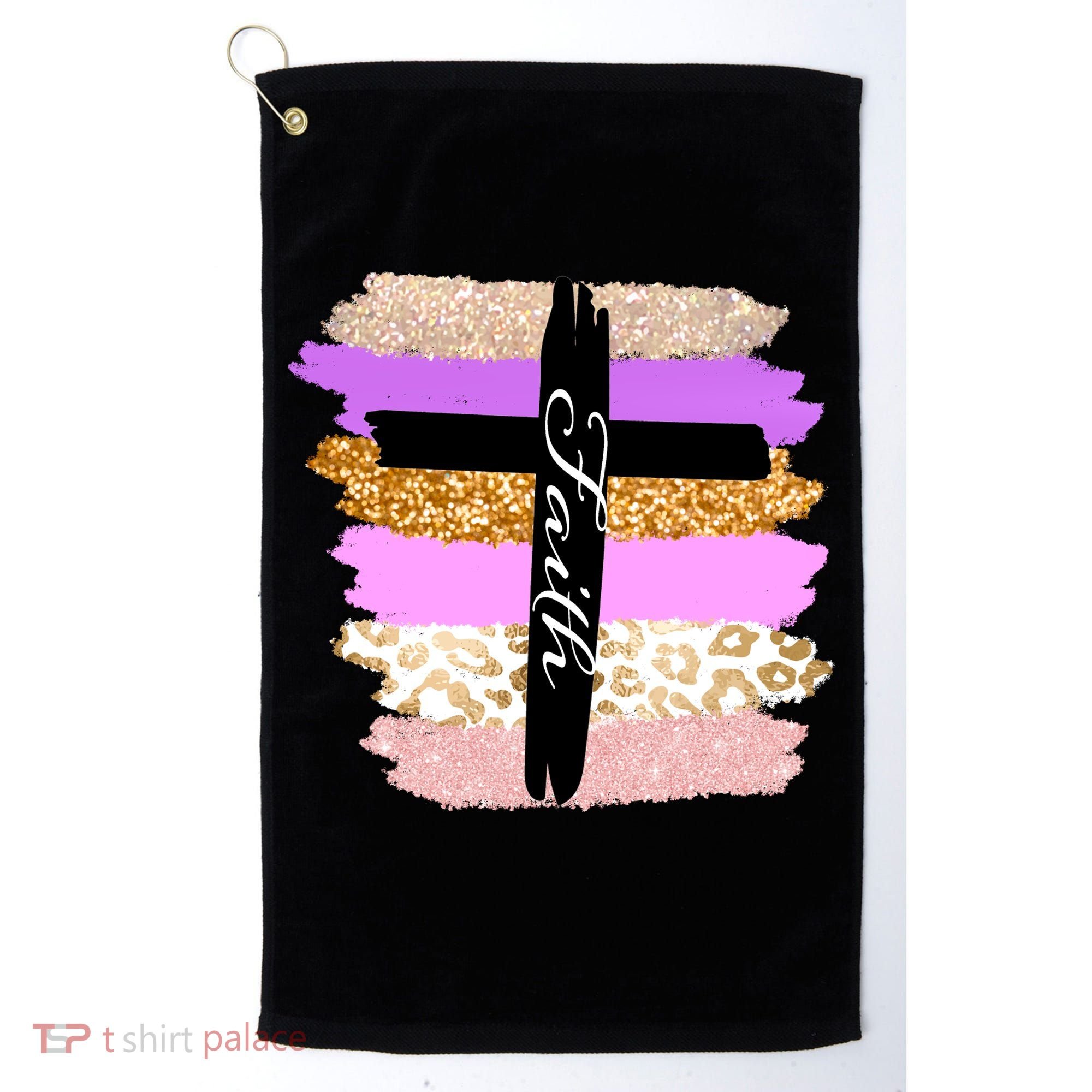 Cute Faith Cross Leopard Golf Towel