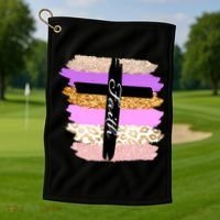 Cute Faith Cross Leopard Golf Towel thumb 1
