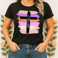 Cute Faith Cross Leopard Women's T-Shirt thumb 2