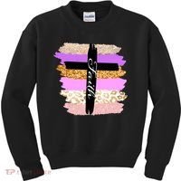 Cute Faith Cross Leopard Kids Sweatshirt thumb 0