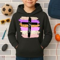 Cute Faith Cross Leopard Kids Hoodie thumb 2