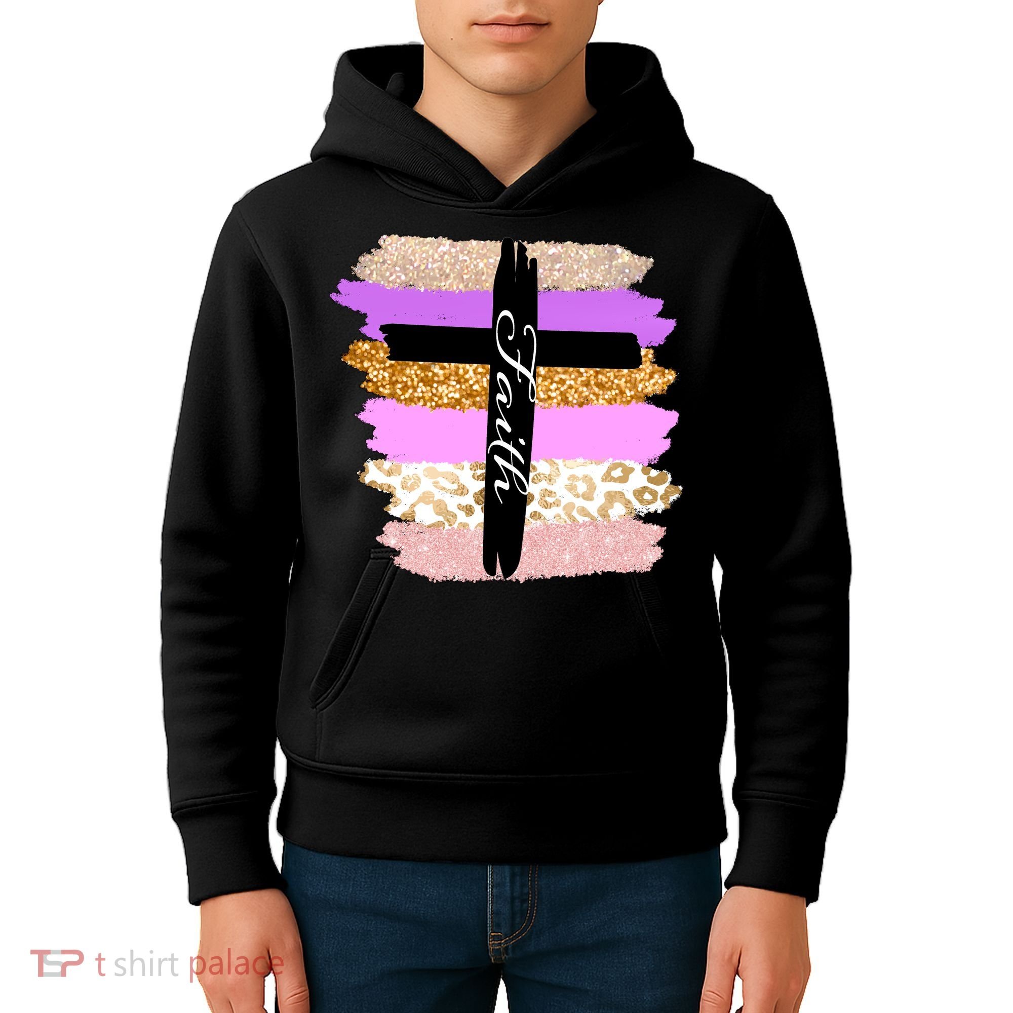 Cute Faith Cross Leopard Kids Hoodie