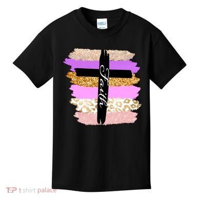 Cute Faith Cross Leopard Kids T-Shirt