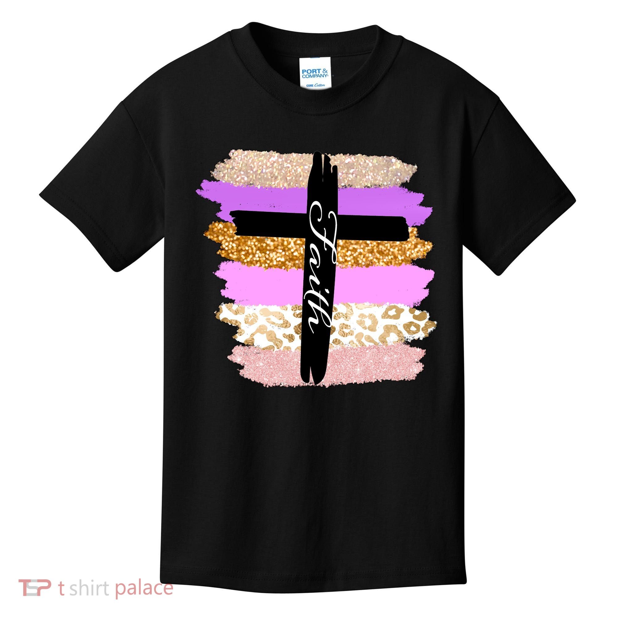 Cute Faith Cross Leopard Kids T-Shirt