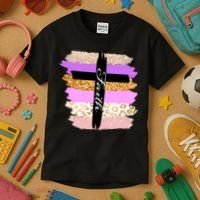 Cute Faith Cross Leopard Kids T-Shirt thumb 3