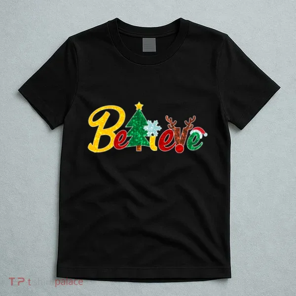 Cute Festive Christmas Believe  T-Shirt