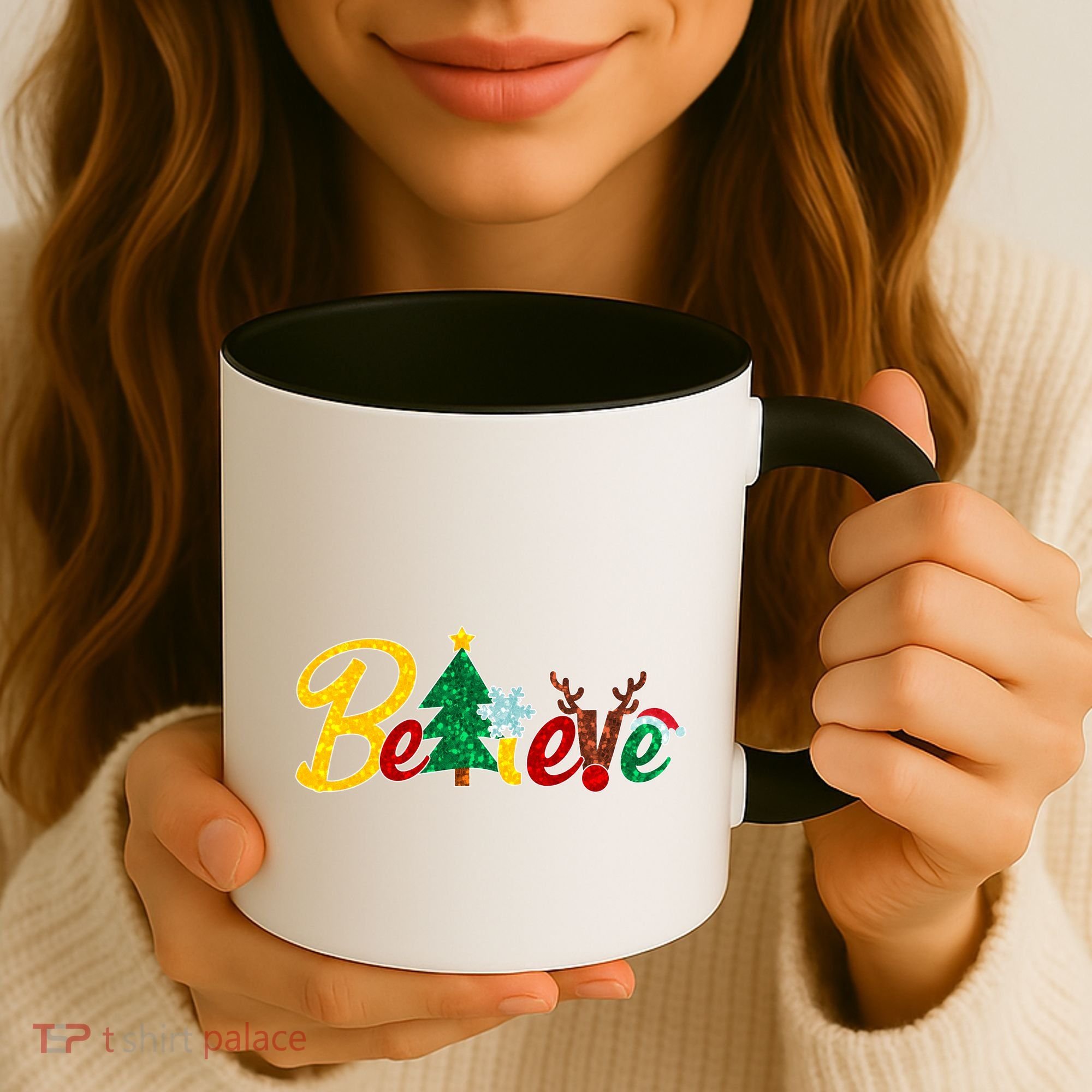 Cute Festive Christmas Believe  Coffee Mug