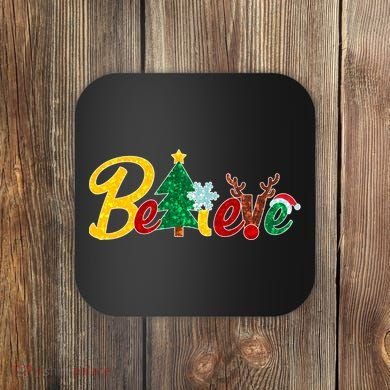 Cute Festive Christmas Believe  Coaster