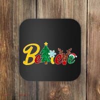 Cute Festive Christmas Believe  Coaster thumb 0