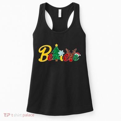 Cute Festive Christmas Believe  Women's Tank Top