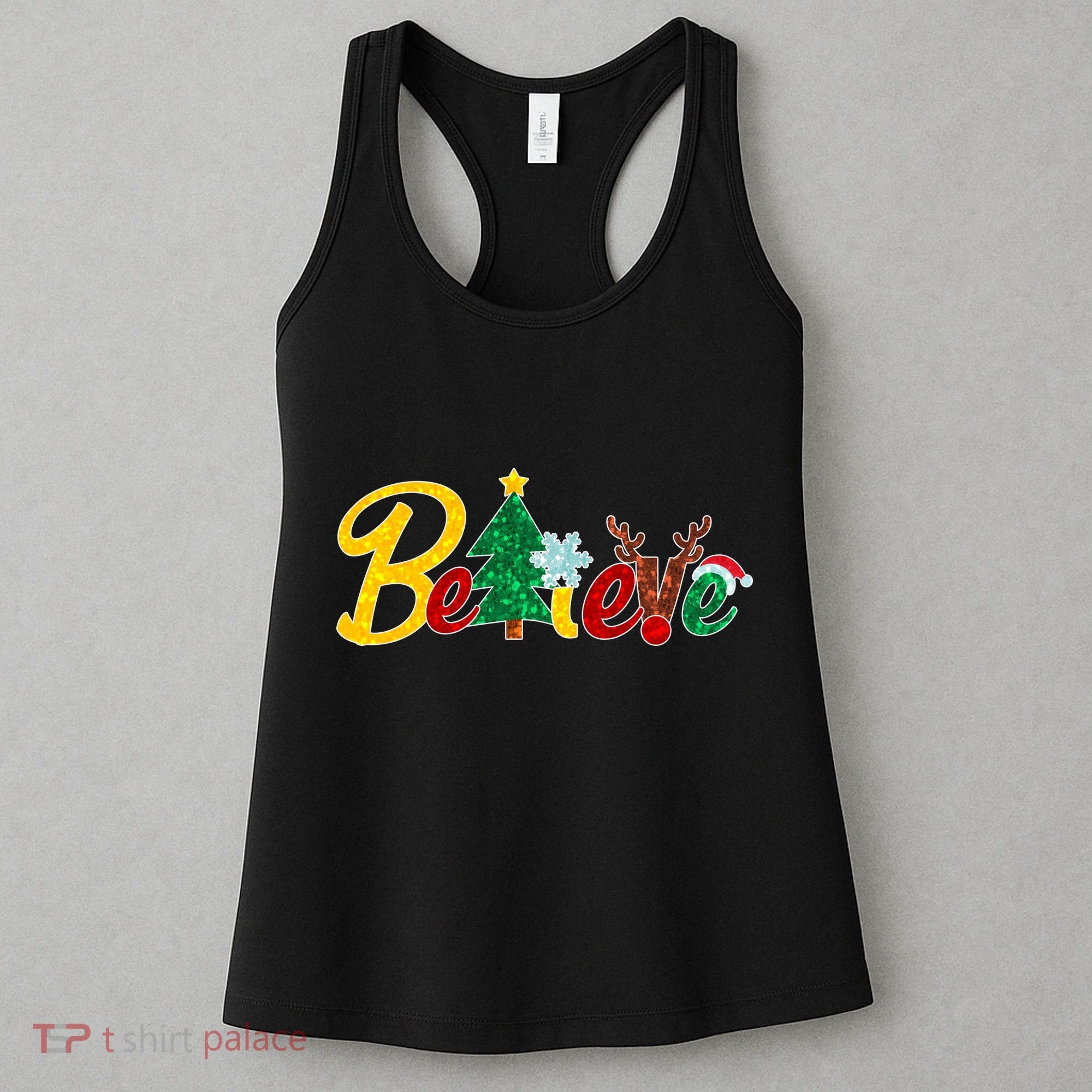 Cute Festive Christmas Believe  Women's Tank Top