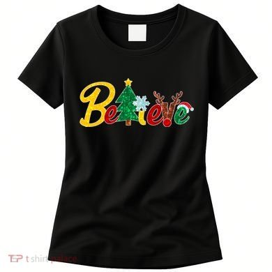 Cute Festive Christmas Believe  Women's T-Shirt
