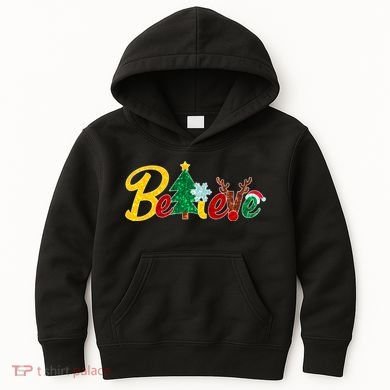 Cute Festive Christmas Believe  Kids Hoodie