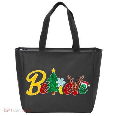 Cute Festive Christmas Believe  Tote Bag