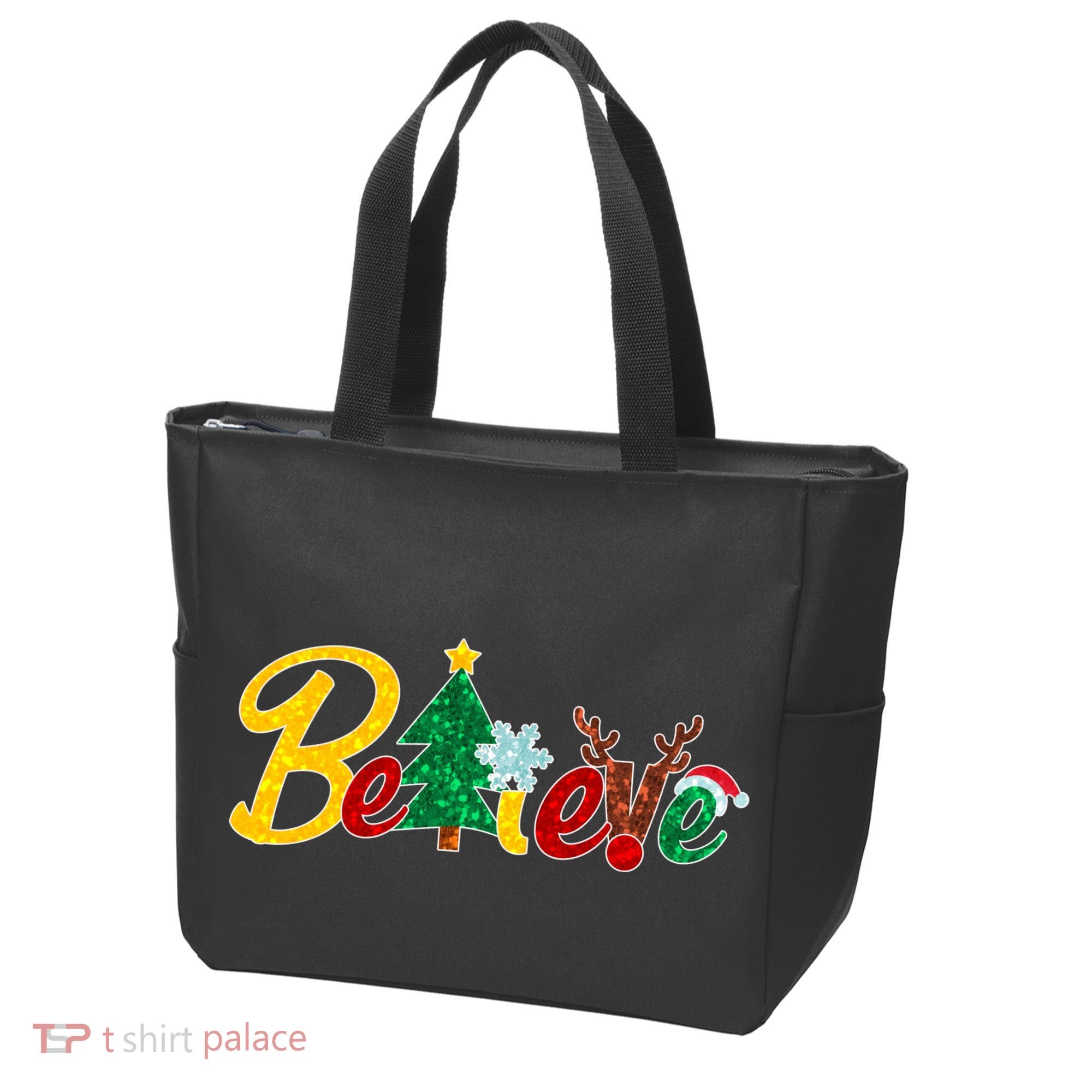 Cute Festive Christmas Believe  Tote Bag