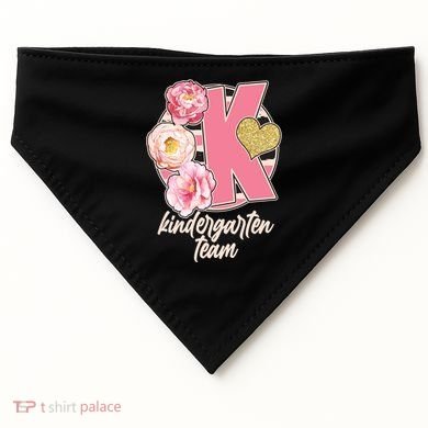 Cute Floral Glam Kindergarten Team USA-Made Doggie Bandana