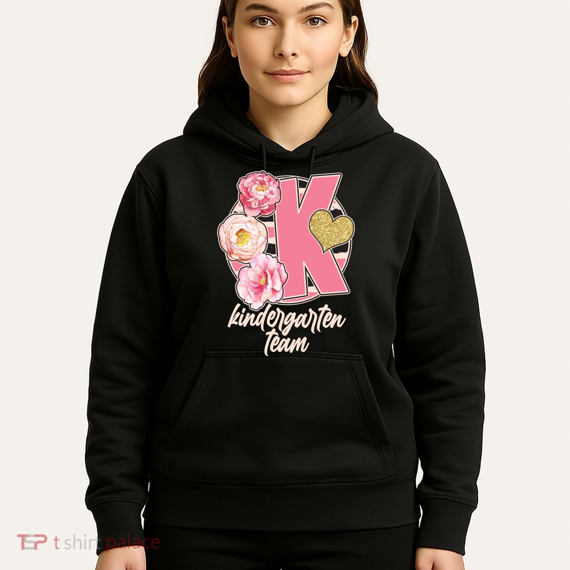 Cute Floral Glam Kindergarten Team Hoodie