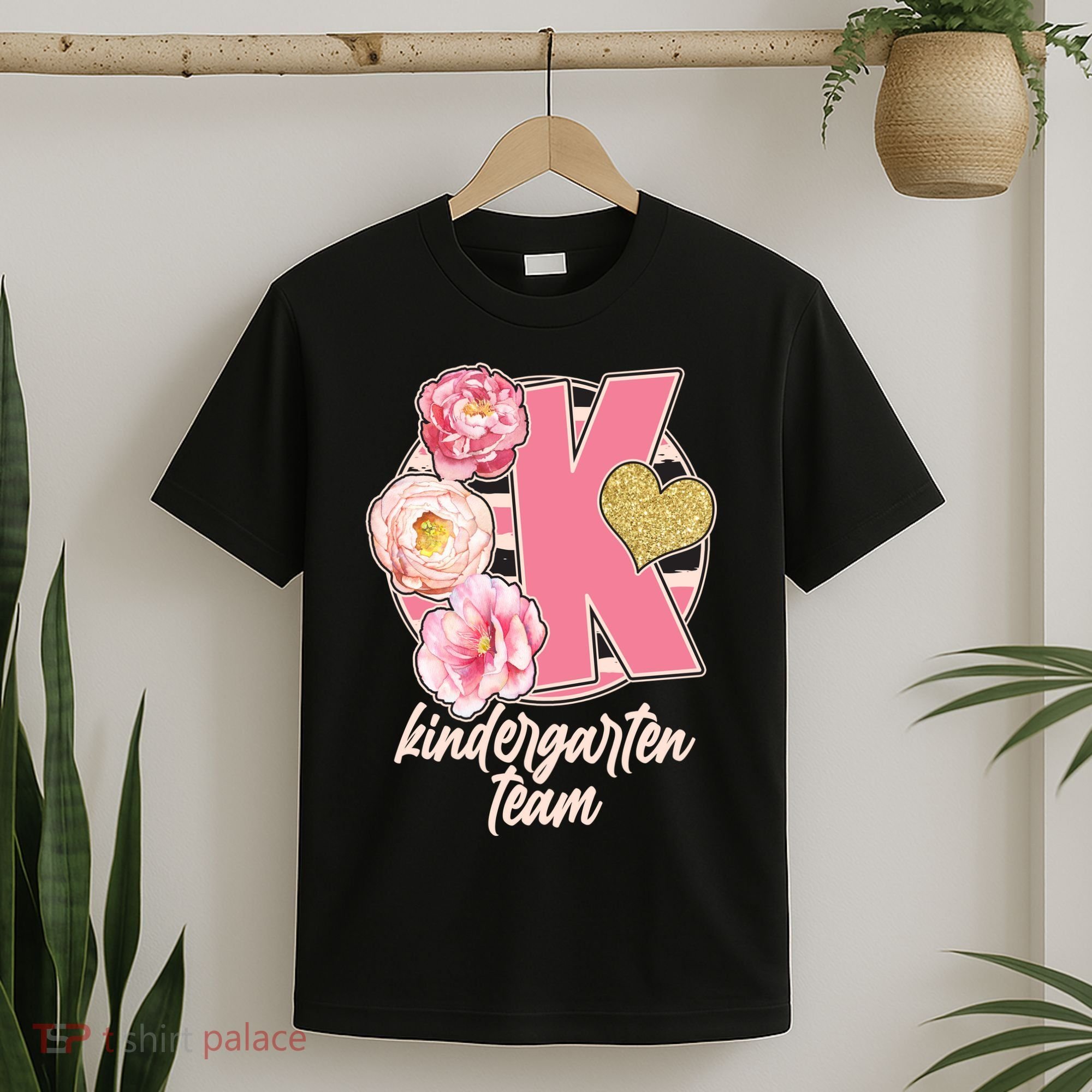 Cute Floral Glam Kindergarten Team T-Shirt