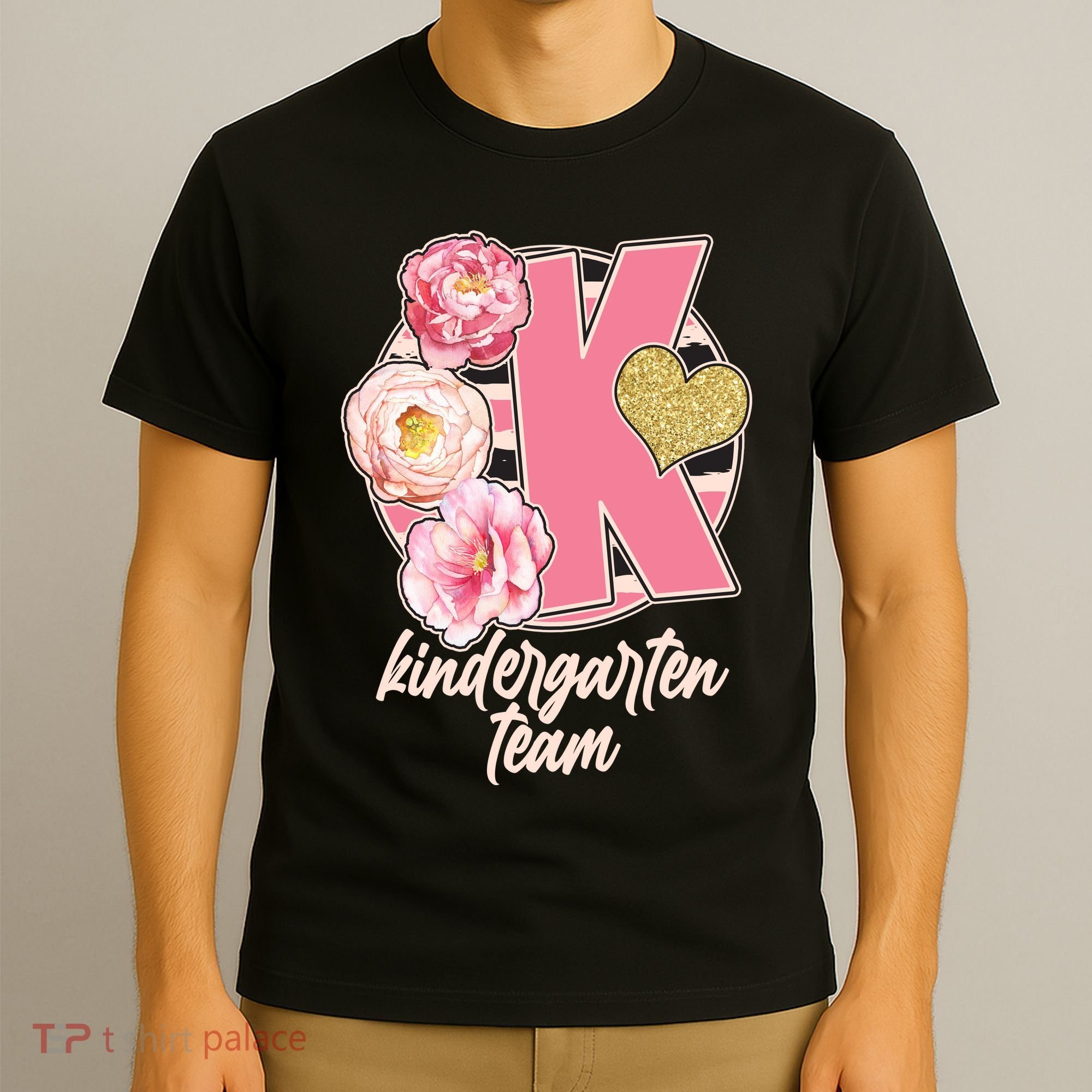 Cute Floral Glam Kindergarten Team T-Shirt