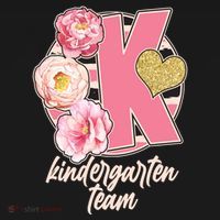 Cute Floral Glam Kindergarten Team Button thumb 1